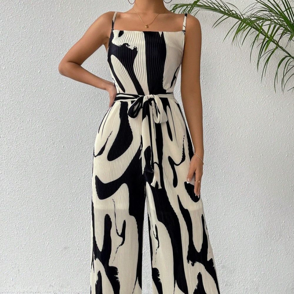 Other Printed Loose Women's Sleeveless Suspender Jumpsuit Size XL / US 12-14 / IT 48-50 - 4 Thumbnail