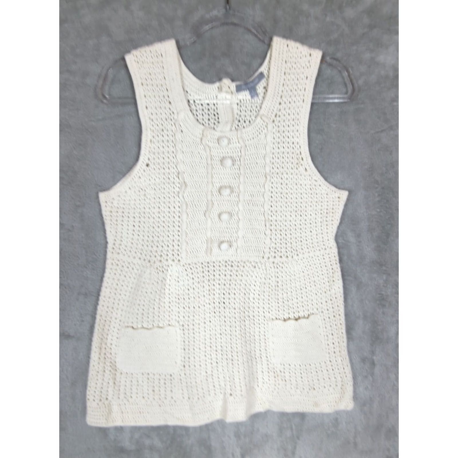 Vintage ny Collection Tank Top Womens L Ivory Crochet Festival Hippie Beach Boho Tank Womens L Ivory Crochet Camisole Hippie Beach Boho 90s Theme Conducts: Size L / US 10 / IT 46 - 2 Thumbnail