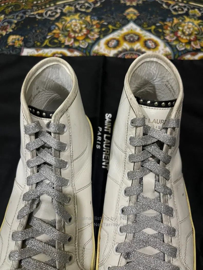 Saint Laurent Paris Saint Laurent Paris Silver Thread Lace-Up Sneakers Size US 7 / EU 40 - 3 Thumbnail