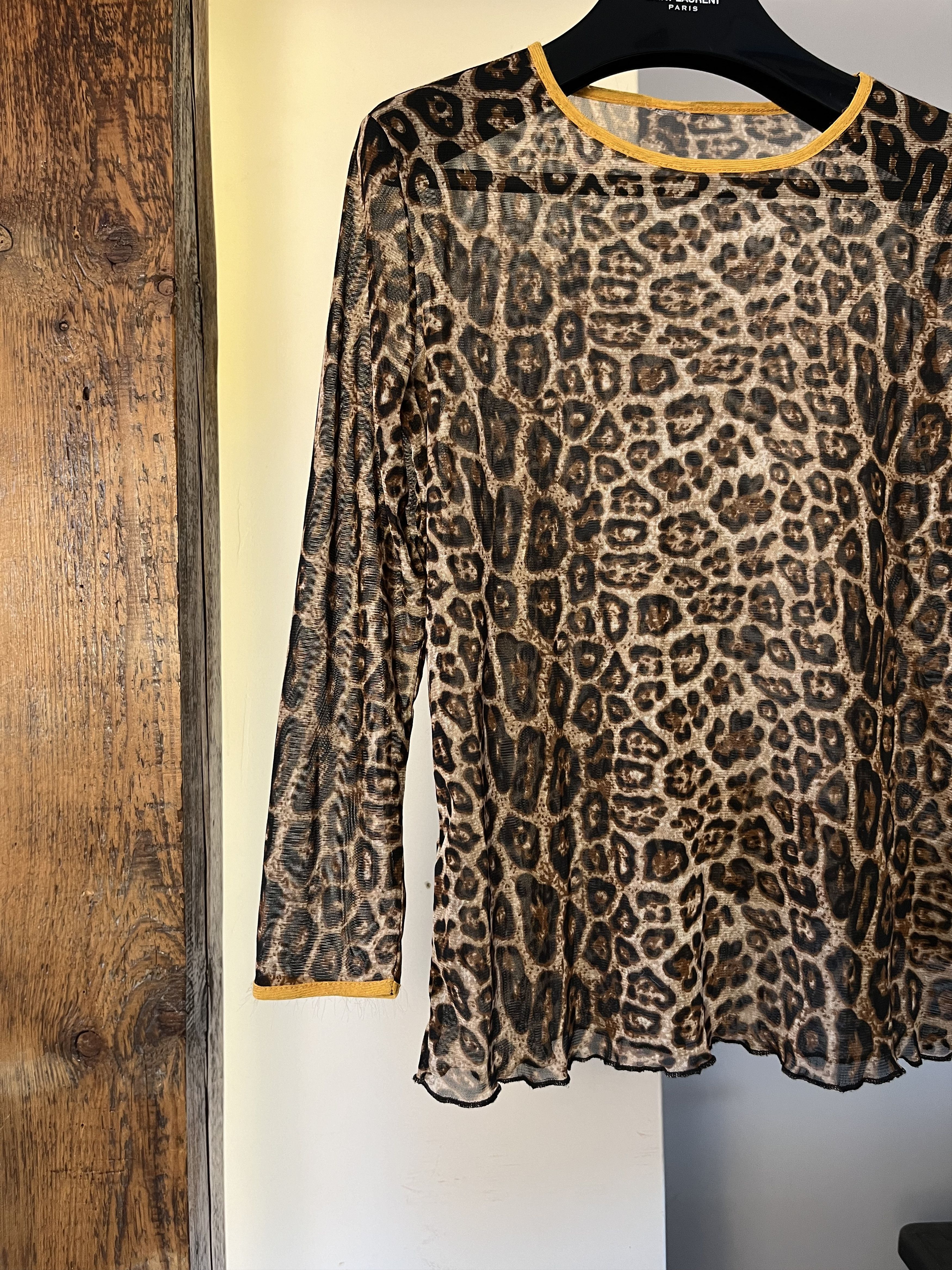 Japanese Brand Vintage Y2K Mesh Leopard/Gepard Print Long Sleeve Tattoo Top Size US S / EU 44-46 / 1 - 4 Thumbnail