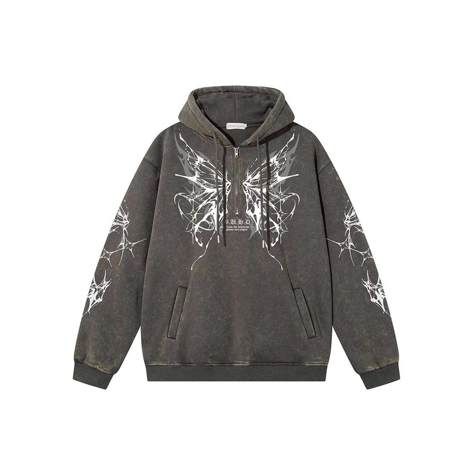 Japanese Brand Black Graphic Print Zip-Up Hoodie, Casual Streetwear Hoodie Size US M / EU 48-50 / 2 - 3 Thumbnail
