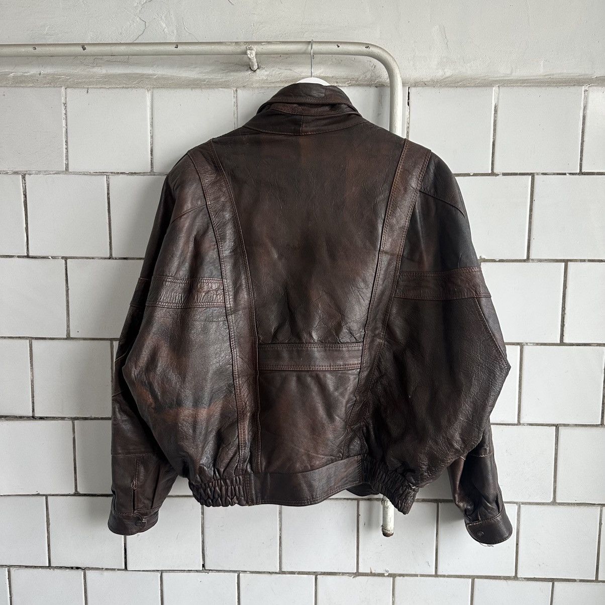 Japanese Brand × Leather Vintage Japanese Style Leather Jacket 90s Crazy Fit Y2K Size US M / EU 48-50 / 2 - 2 Thumbnail