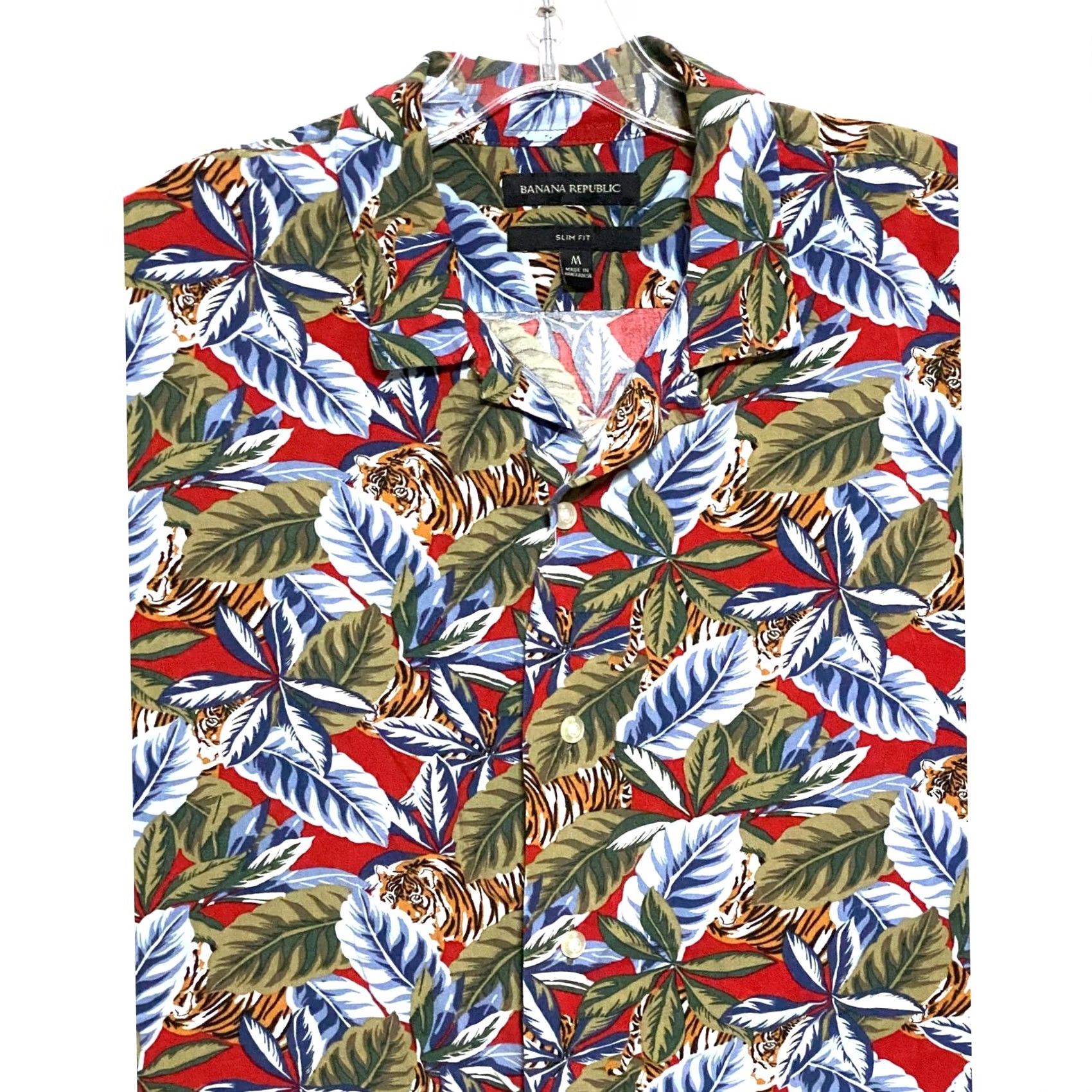 Banana Republic Banana Republic Slim Fit Tiger Jungle Print Button Shirt Mens M Tropical Safari Short Sleeve Button-Down Casual Travel Workwear Size US M / EU 48-50 / 2 - 2 Thumbnail
