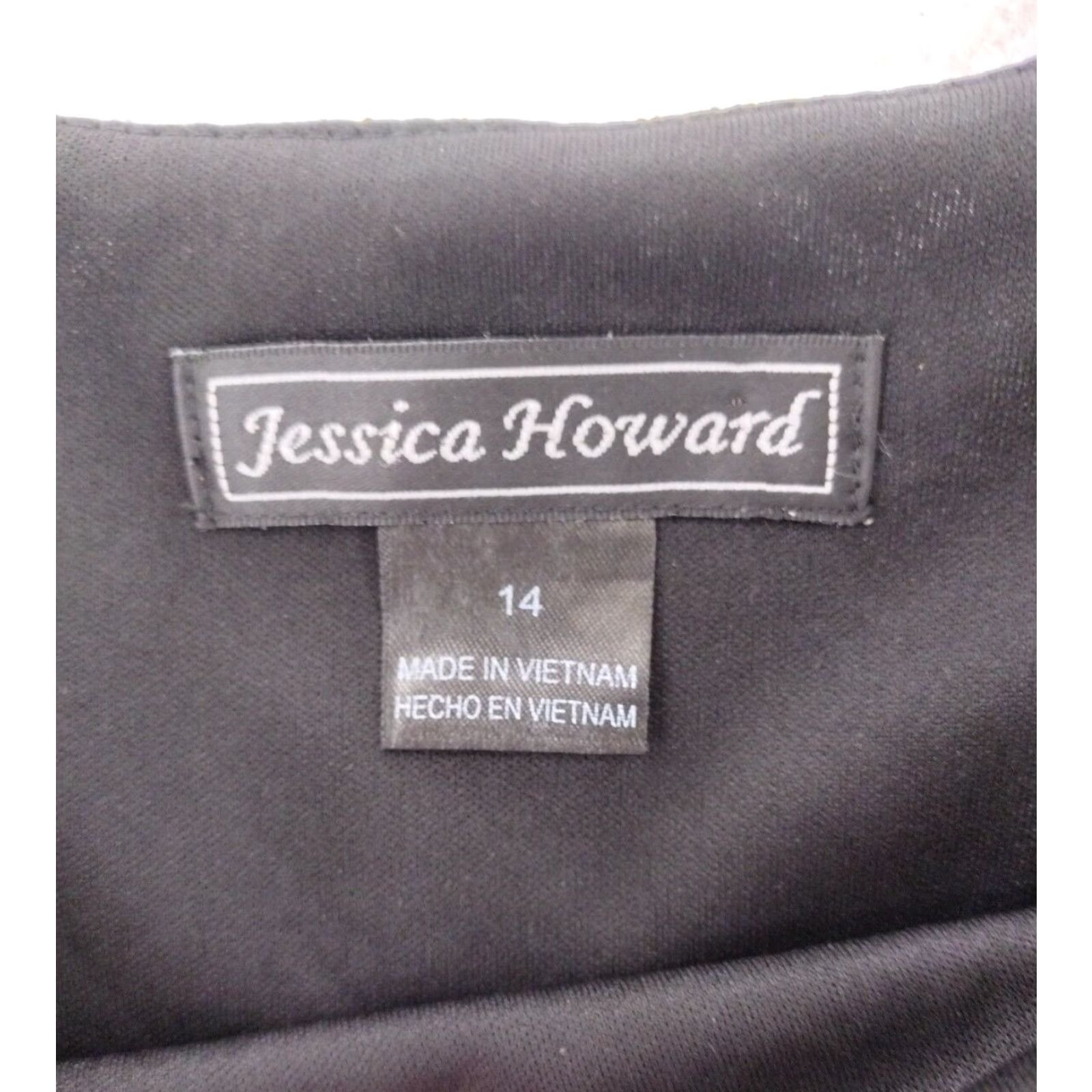 Vintage Jessica Howard Dress Womens 14 Black Zig Zag Shirt Dress Knee Length Long Sleeve Scoop Neck Size XL / US 12-14 / IT 48-50 - 3 Thumbnail