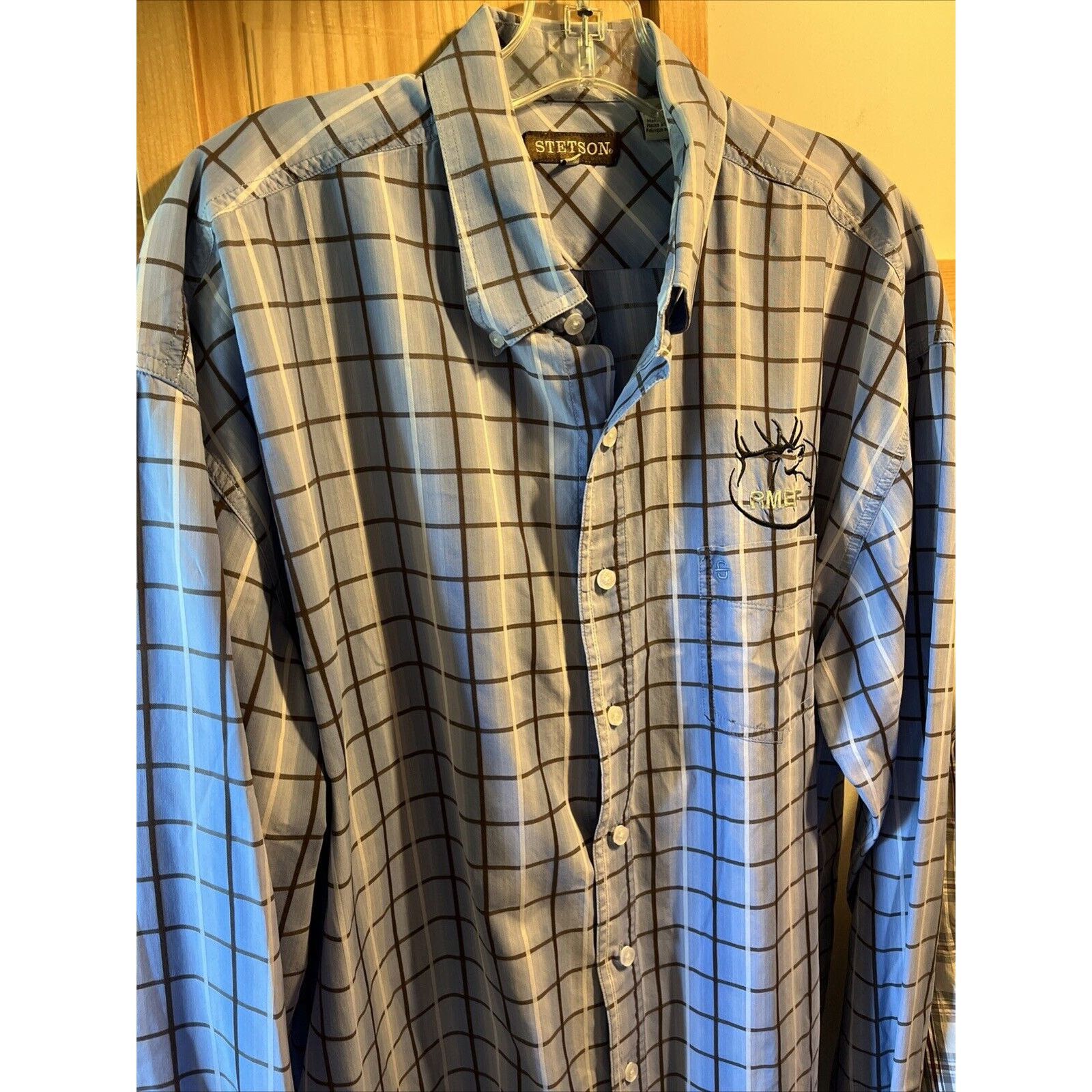 Stetson Stetson Men’s XXL Blue Plaid Long Sleeve Button Cotton Shirt Size US XXL / EU 58 / 5 - 2 Thumbnail