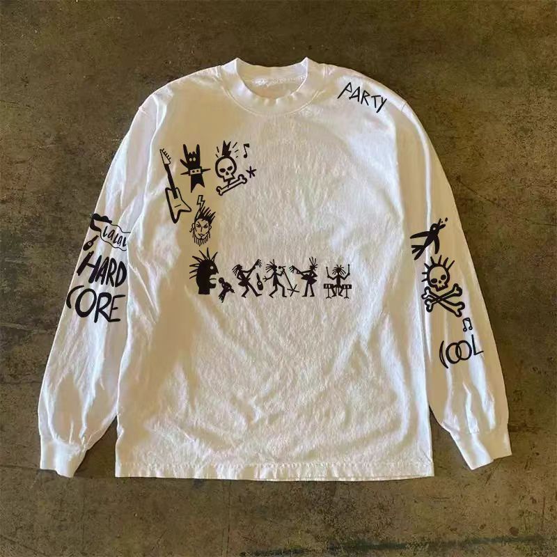 Japanese Brand White retro rock print long-sleeved t-shirt Size US M / EU 48-50 / 2 - 1 Thumbnail