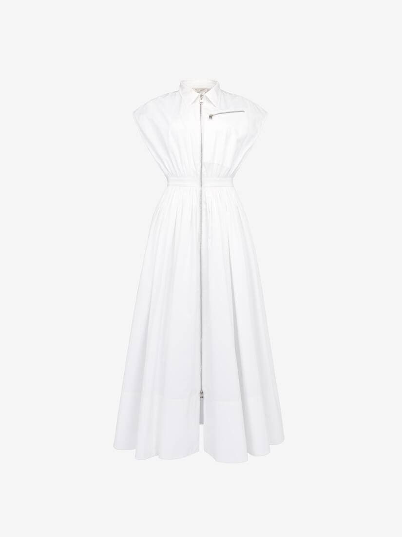 Alexander McQueen o1srvl11e0326 Dropped Shoulder Shirt Dress in Optic White Size XL / US 12-14 / IT 48-50 - 1 Thumbnail