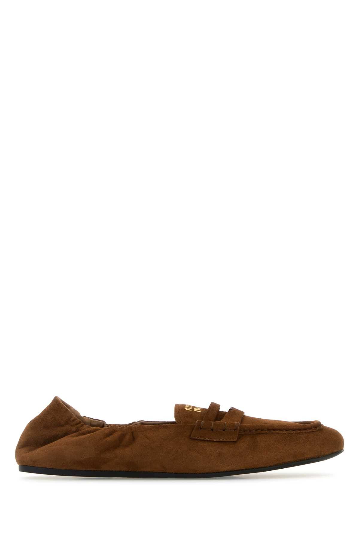 Miu Miu Brown Suede Leather Loafers Size US 6.5 / IT 36.5 - 1 Thumbnail