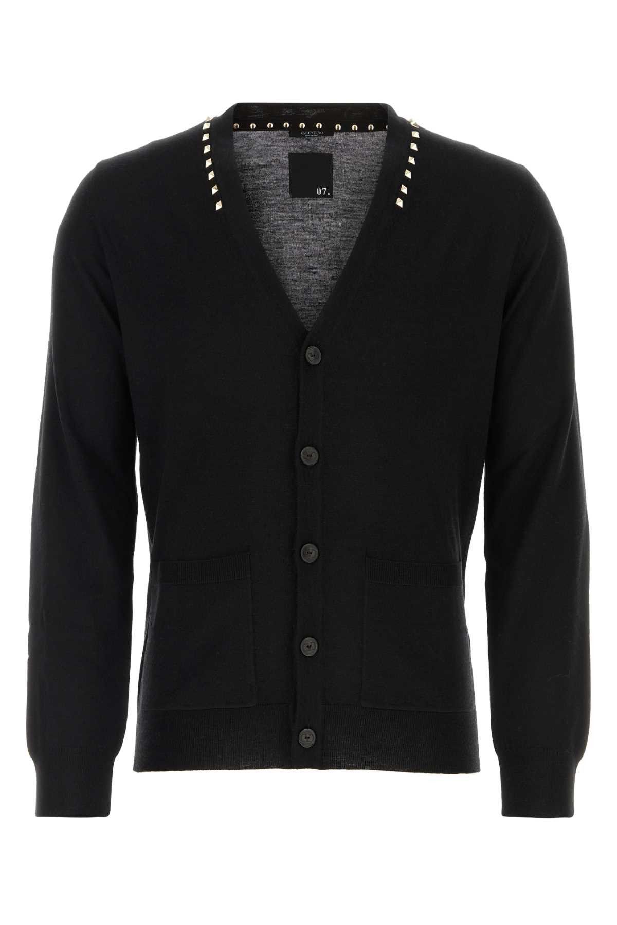 image of Valentino Garavani Black Wool Cardigan, Men's (Size XL)