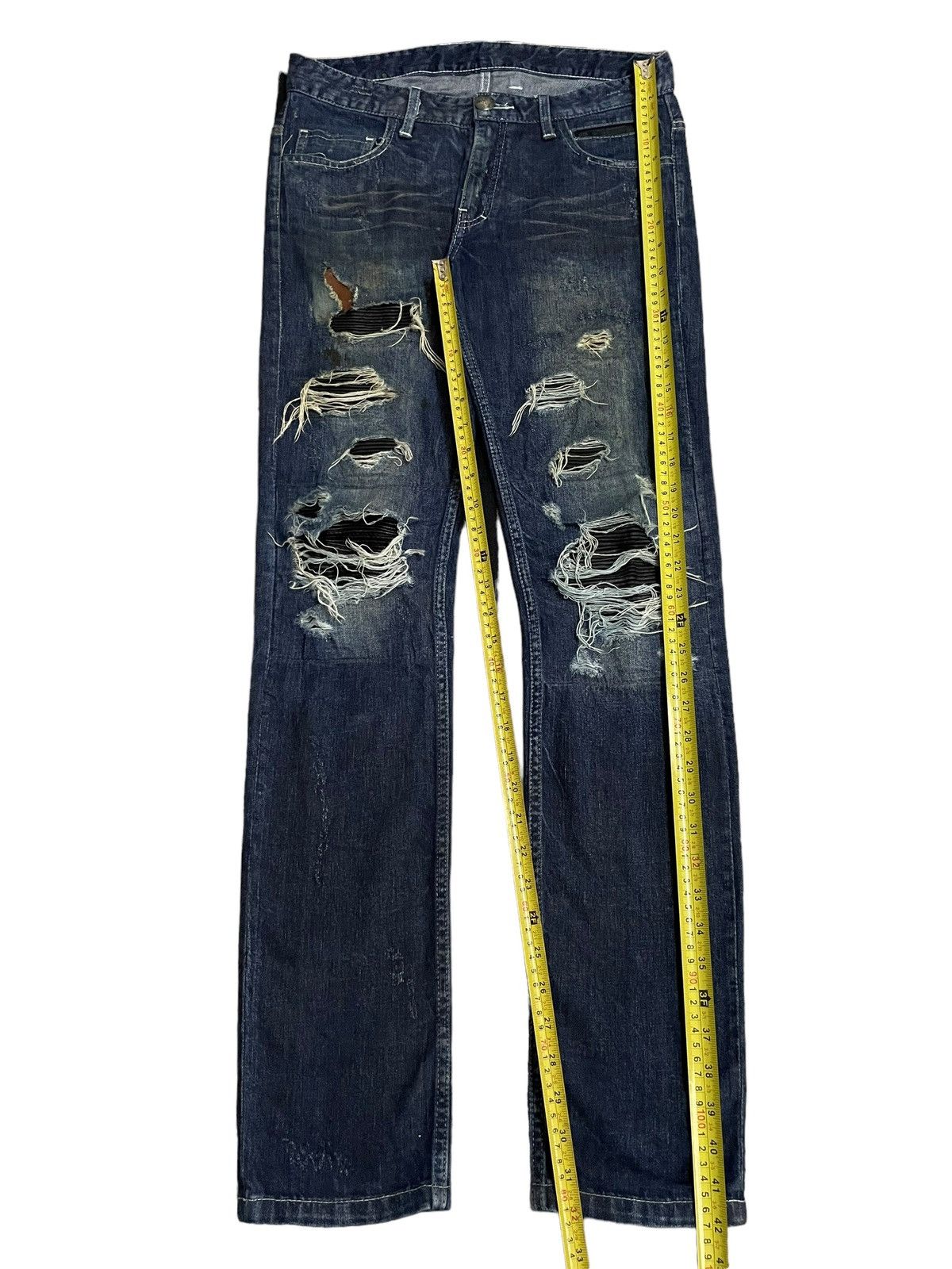 14th Addiction 14Th Addiction Sheepskin Hybrid Denim Destroy Jeans Size US 31 - 24 Thumbnail