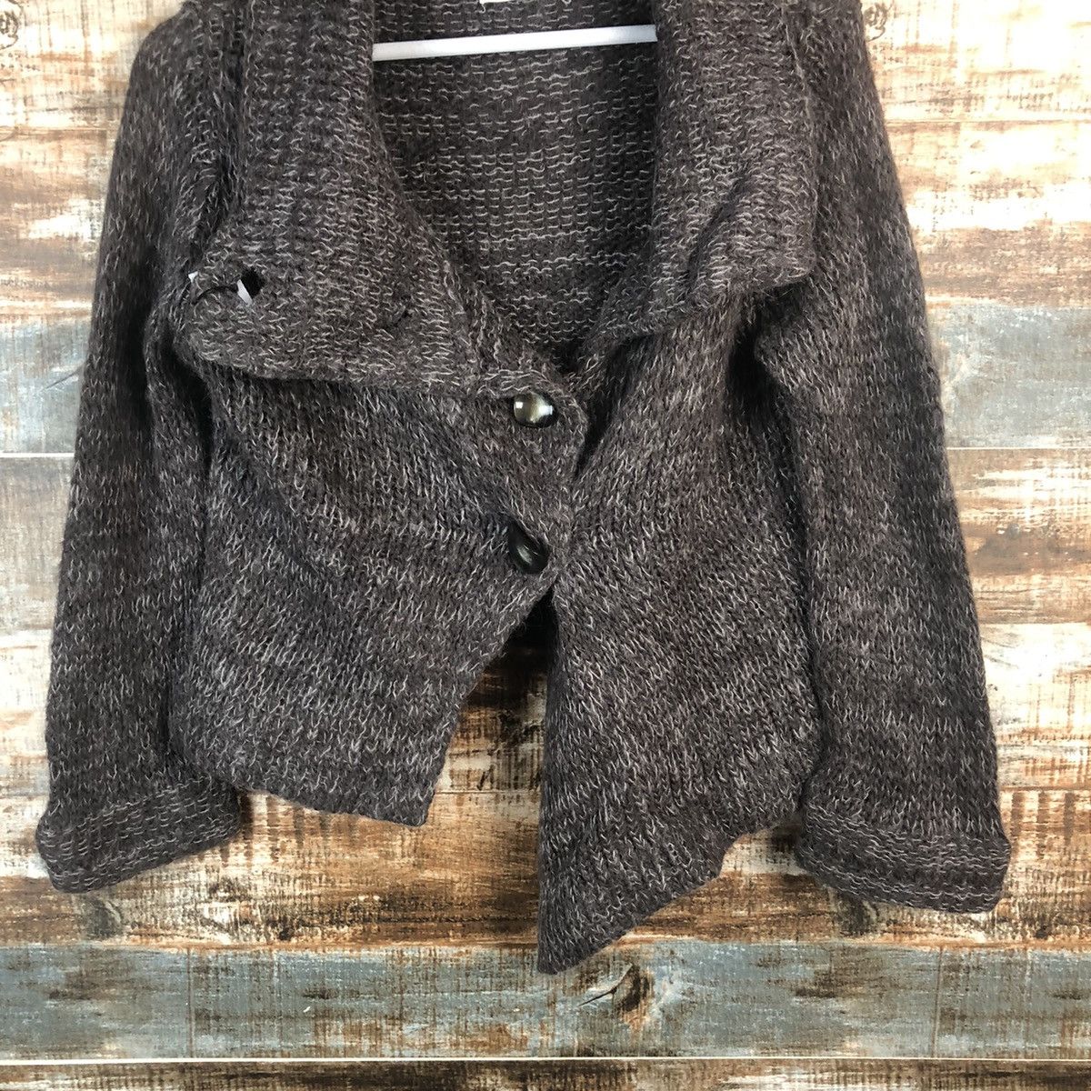ABAHOUSE × Homespun Knitwear Abahouse Brown Cardigan mohair shaggy fur Knitwear #A2262 Size M / US 6-8 / IT 42-44 - 3 Thumbnail