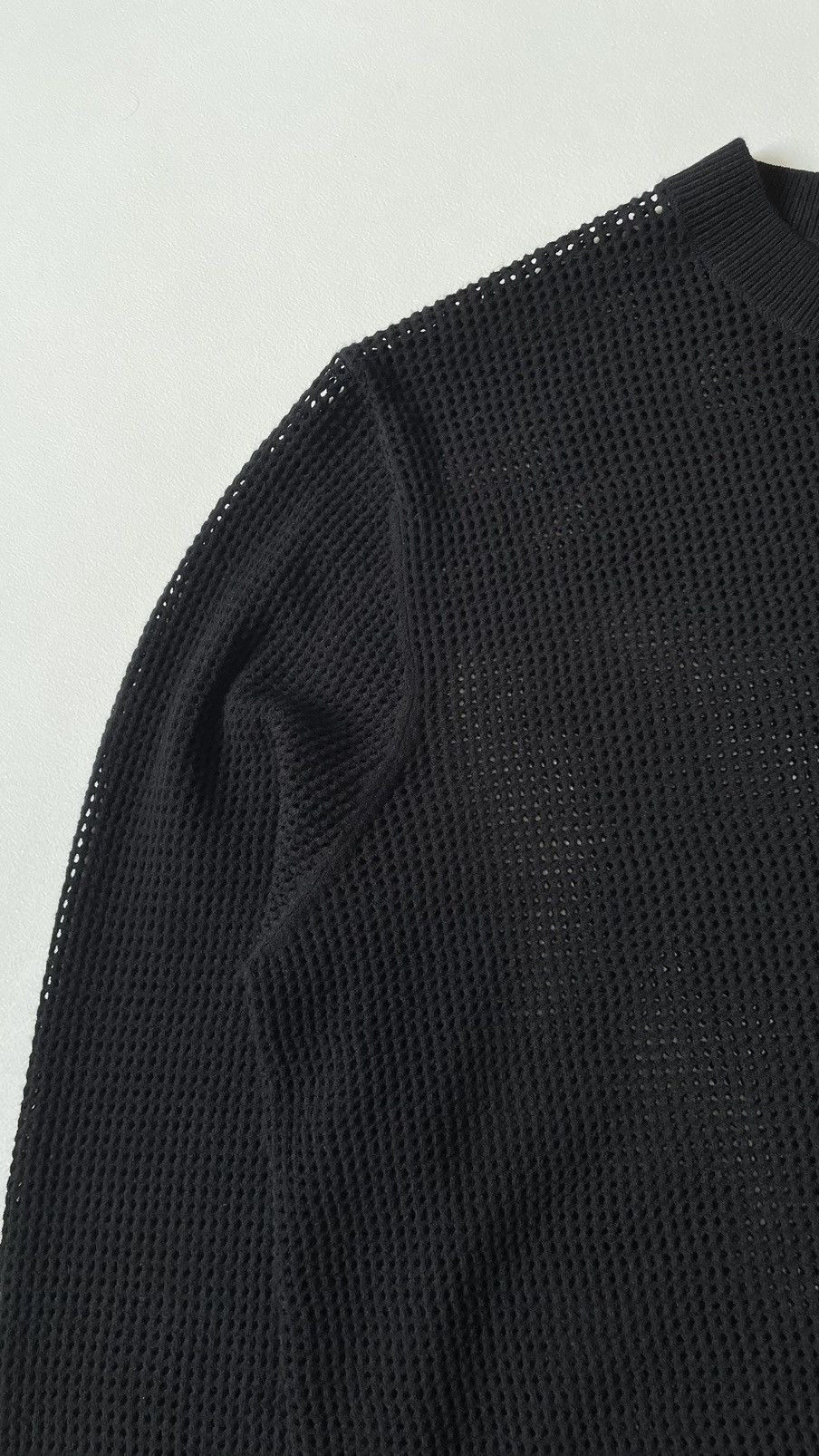 Dries Van Noten Black Tech Mesh Knit Sweater Size US L / EU 52-54 / 3 - 5 Thumbnail