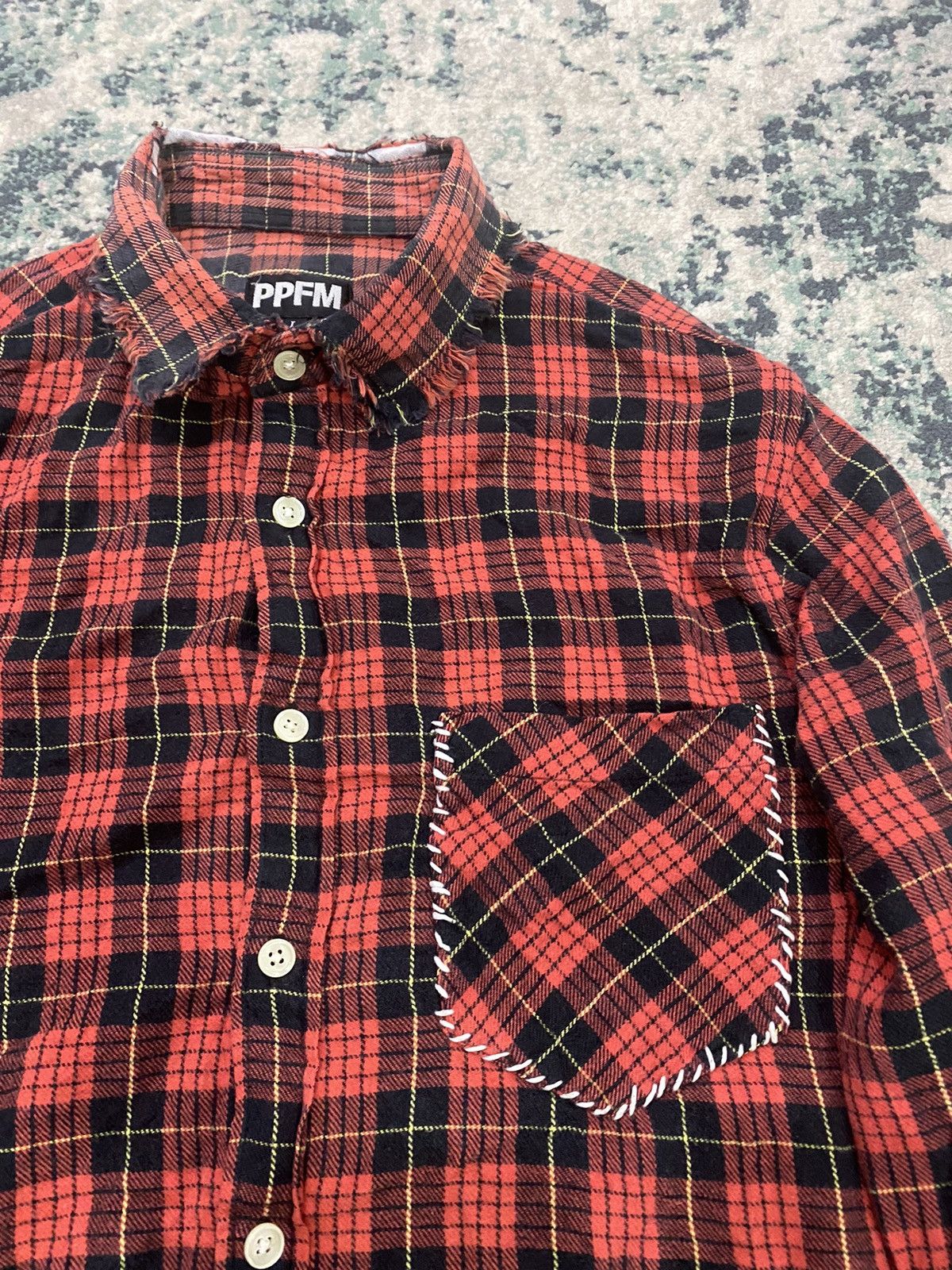 PPFM PPFM Distressed Design Flannel Button Up Shirt Size US L / EU 52-54 / 3 - 4 Thumbnail