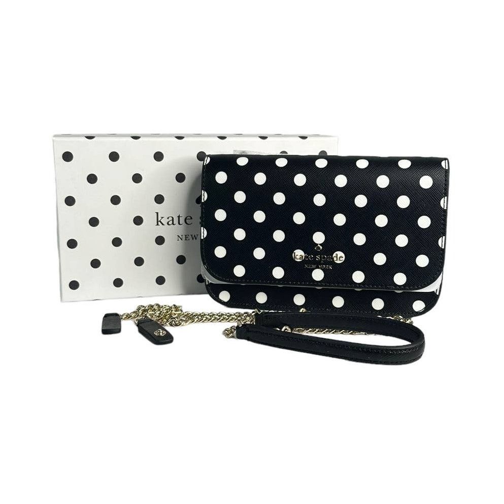 Kate Spade Cheers Boxed Black And White Crossbody Clutch Bag, Women's