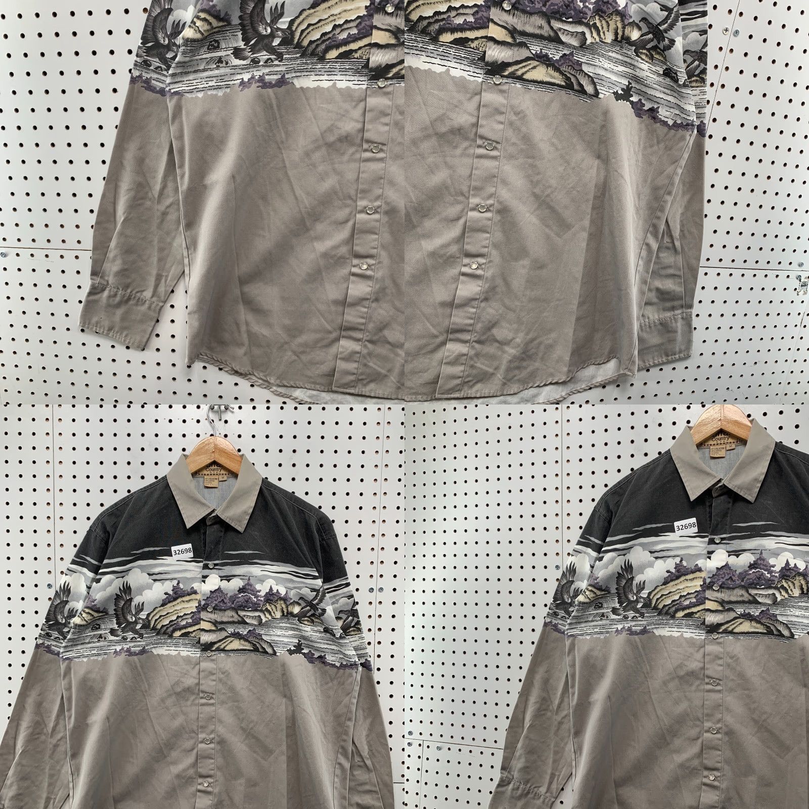 Vintage VINTAGE Buffalo Country Shirt Mens Medium Gray Outdoor 22.5x32 Snap Button-Up Collared Long Sleeve Western Pattern Animal Print Size US M / EU 48-50 / 2 - 8 Thumbnail