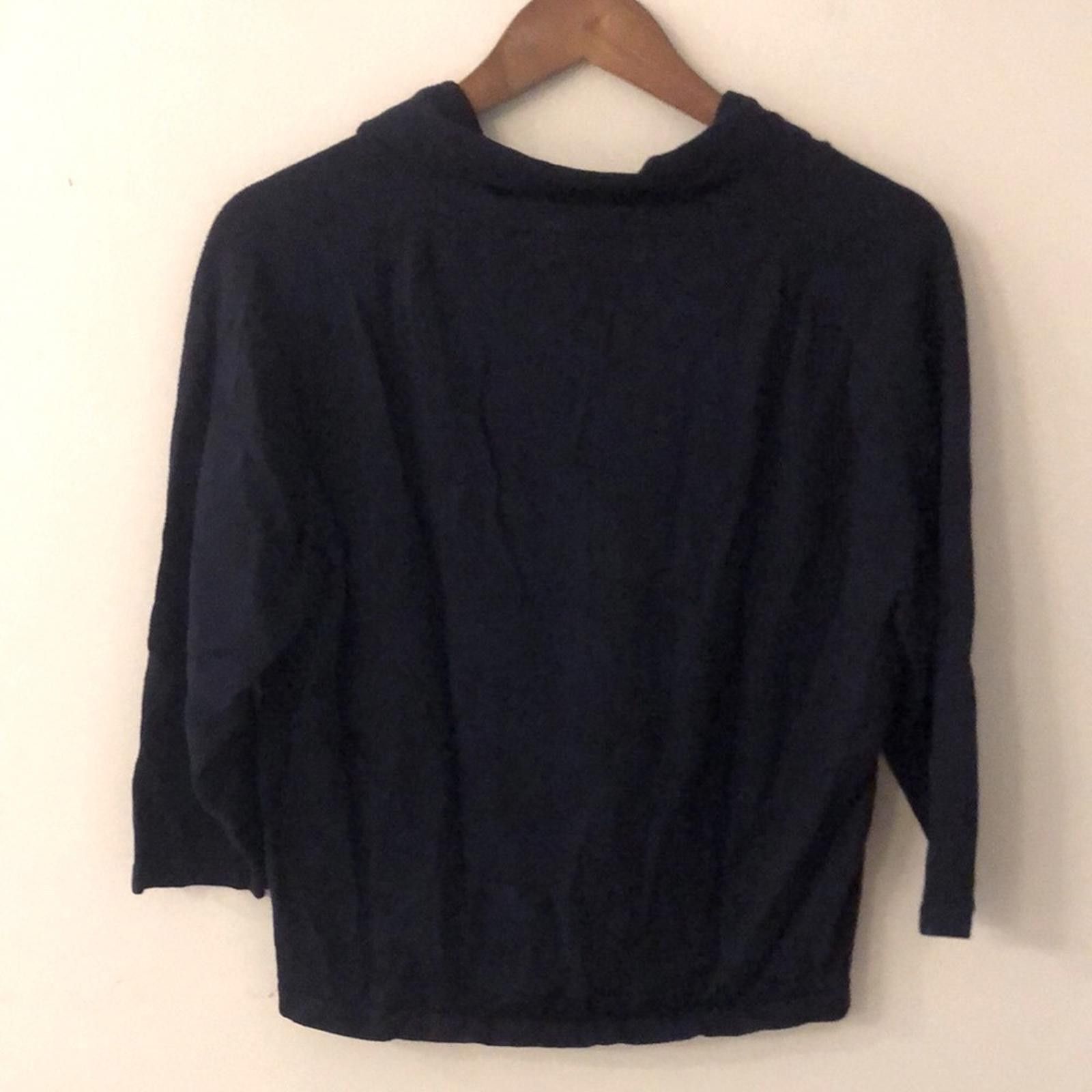 Other Karen Lessly Navy Crop Sweater v neck bow cotton blend SZ L Size L / US 10 / IT 46 - 3 Thumbnail