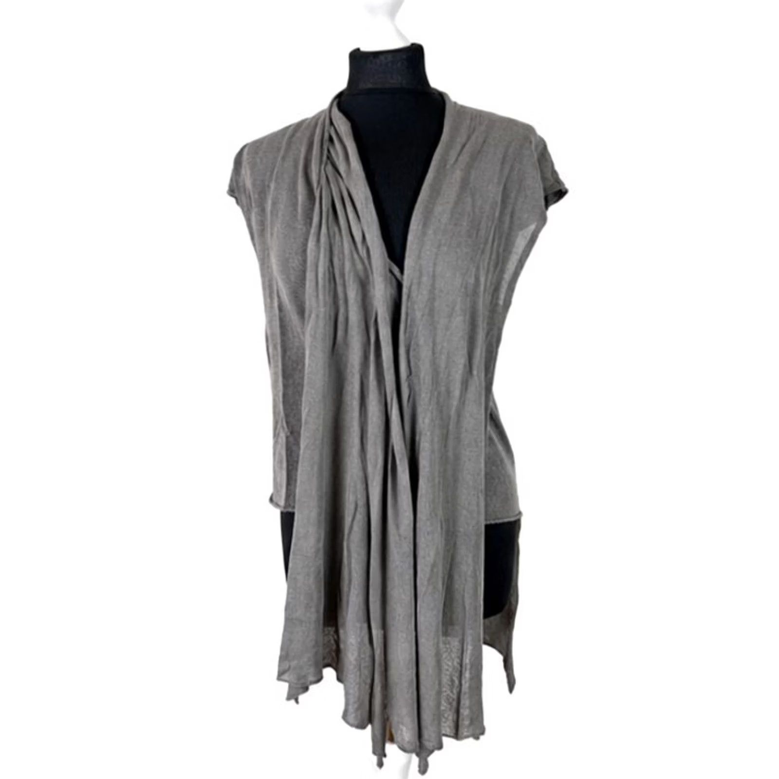 Sarah Pacini Sarah Pacini Grey Tunic Blouse Sleeveless Crew Neck One Size Womens Italy Shirt Blouse Tunic Grey Size ONE SIZE - 4 Thumbnail