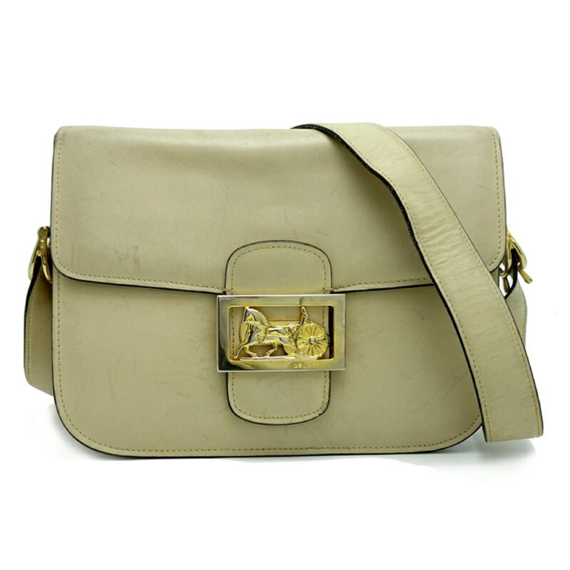 Celine Celine Horsecarriage Women's Shoulder Bag Leather Ivory Size ONE SIZE - 1 Thumbnail