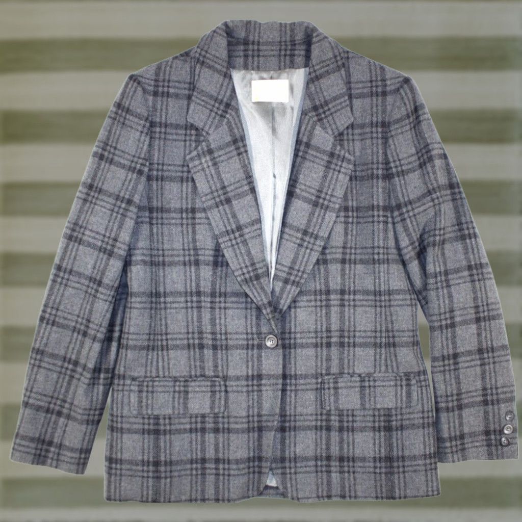 Pendleton VINTAGE Pendleton 100% Pure Virgin Wool Blazer Jacket USA Gray Plaid Women's 8 Size M / US 6-8 / IT 42-44 - 1 Thumbnail