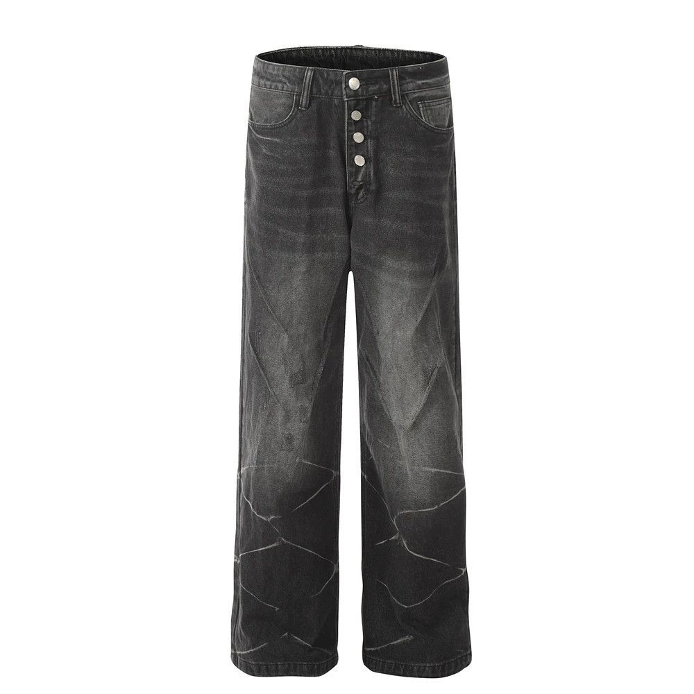 Jean Men's punk distressed washed button-down casual jeans Size US 32 / EU 48 - 1 Thumbnail