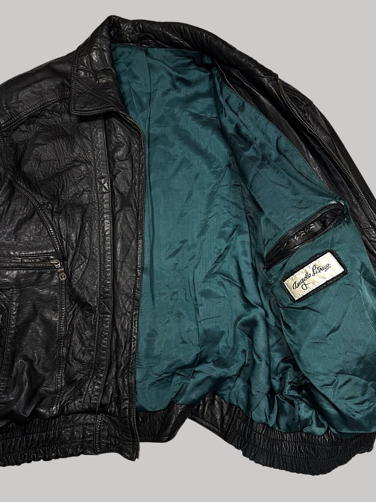 Vintage Vintage textured leather jacket bomber angelo litrico Size US M / EU 48-50 / 2 - 3 Thumbnail