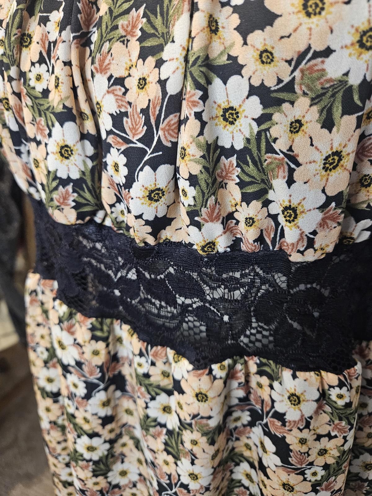 Designer 3rd + Malt Floral Print Dress with Lace Waistline #406 Size L / US 10 / IT 46 - 7 Thumbnail