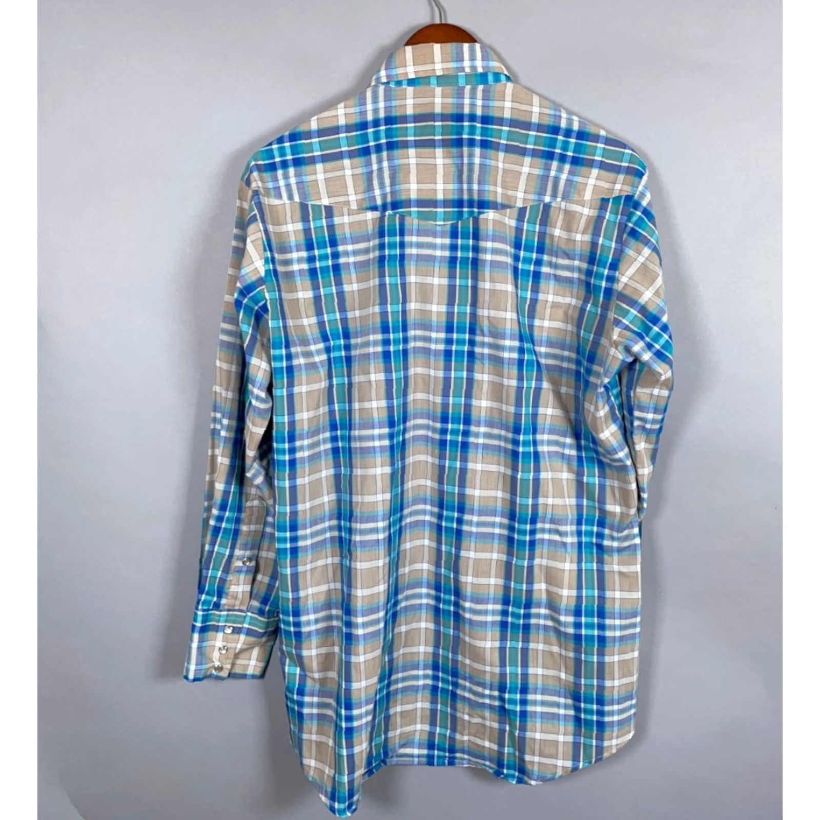Vintage VINTAGE 80s Western Shirt Plaid Gray Blue Pearl Snap Lightweight Cotton Blend Cowboy Size US L / EU 52-54 / 3 - 2 Thumbnail