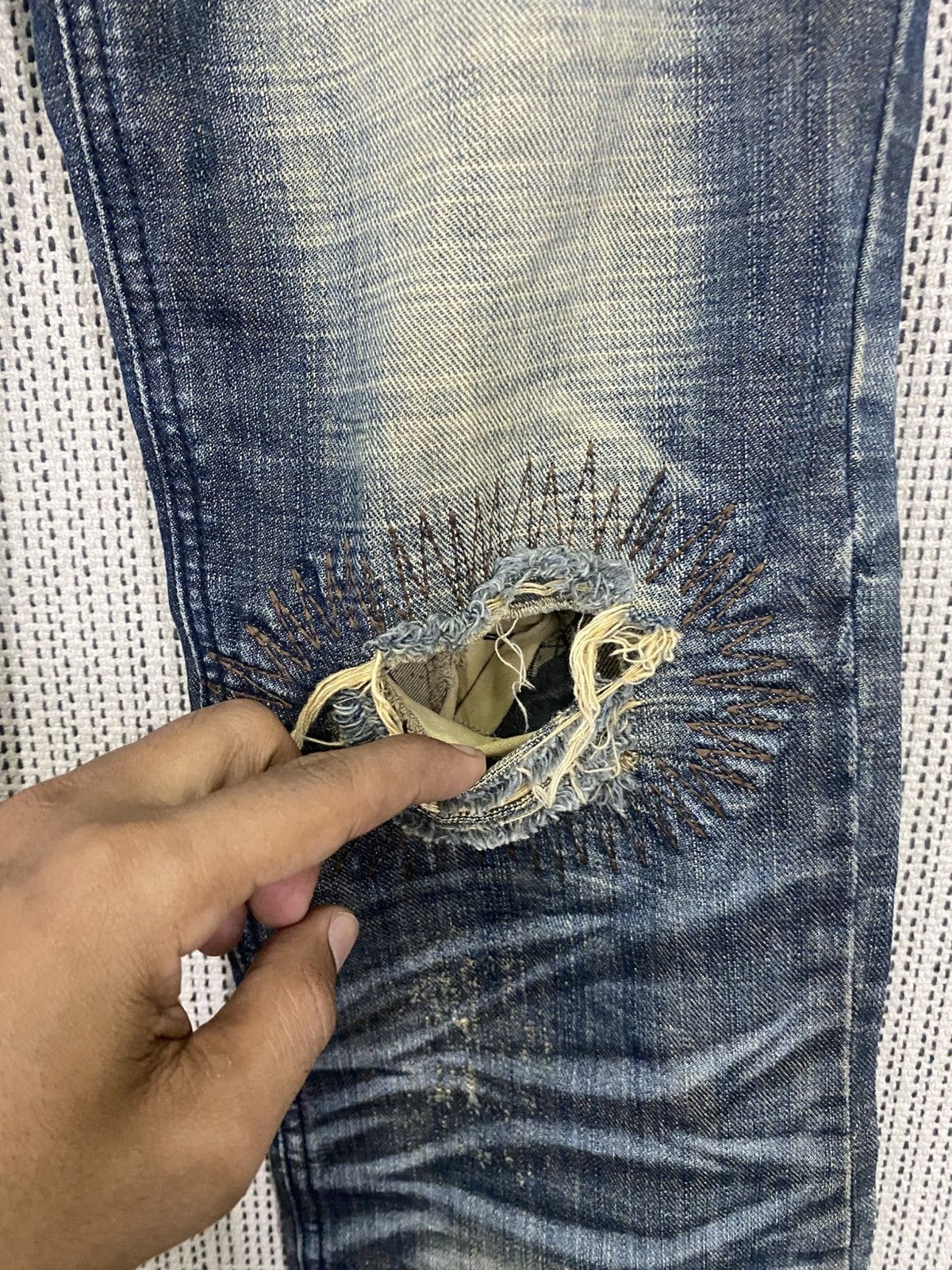Japanese Brand These jeans feature a distressed and punk-inspired design, Size US 30 / EU 46 - 11 Thumbnail