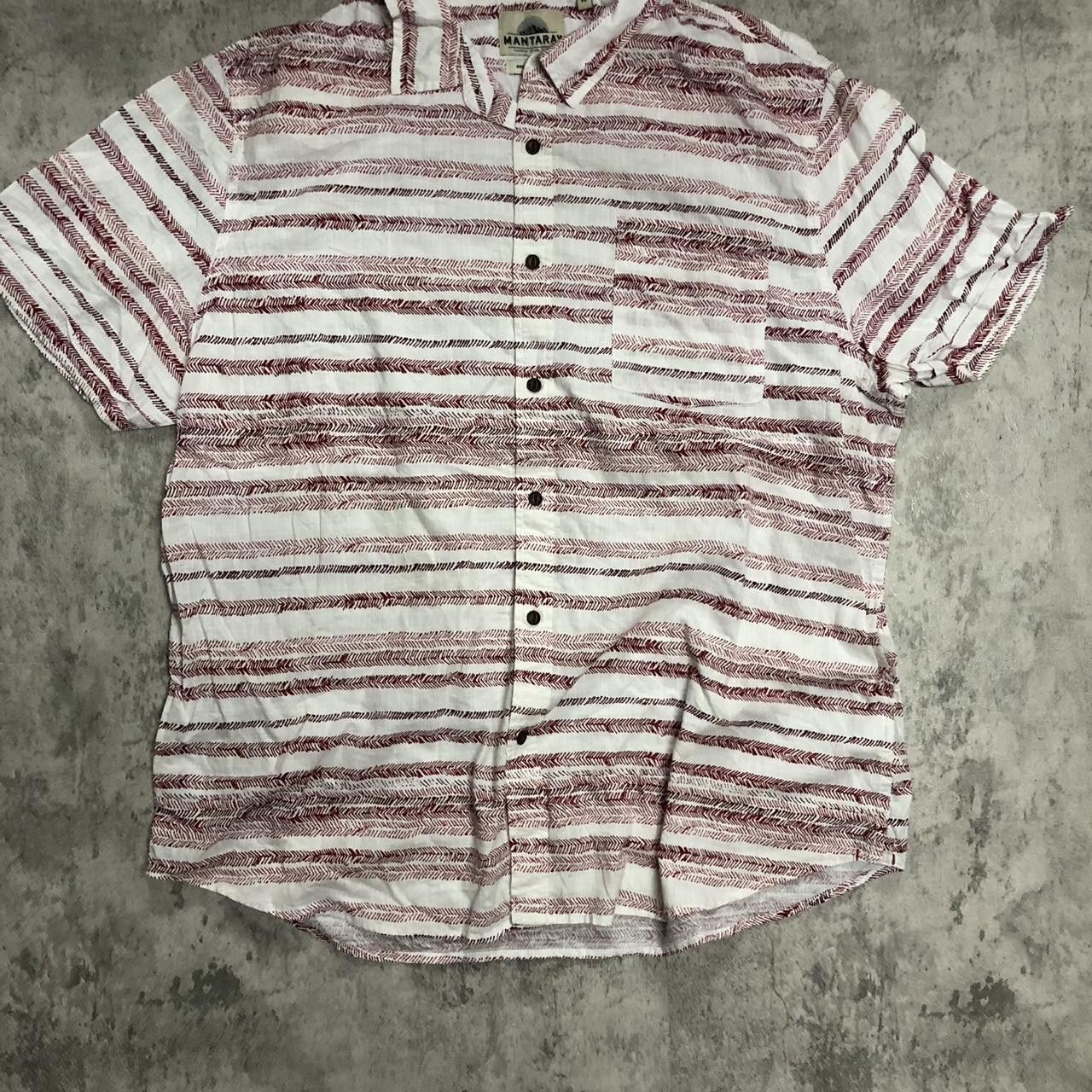 Other Mantaray white and burgundy striped button up shirt #stripes Size US XL / EU 56 / 4 - 1 Thumbnail