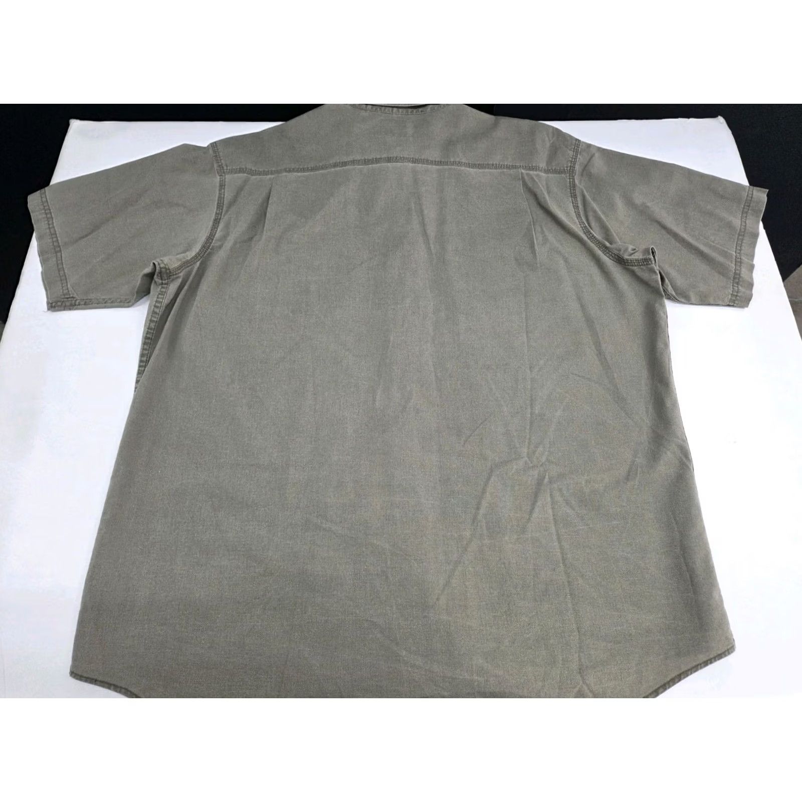 Vintage Redhead Mens Short Sleeve Button-Up Shirt Green XL Cotton Solid 8662 Size US XL / EU 56 / 4 - 4 Thumbnail