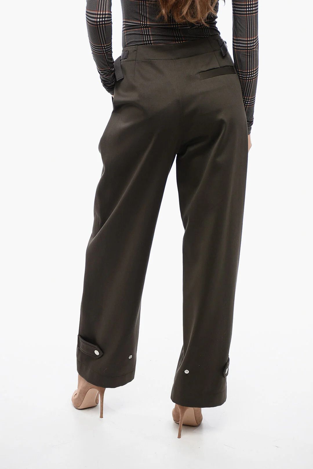 Burberry og1mm0426 Balloon-Fit Two-Pleat Pant in Military Green Size 26" / US 2 / IT 38 - 2 Thumbnail