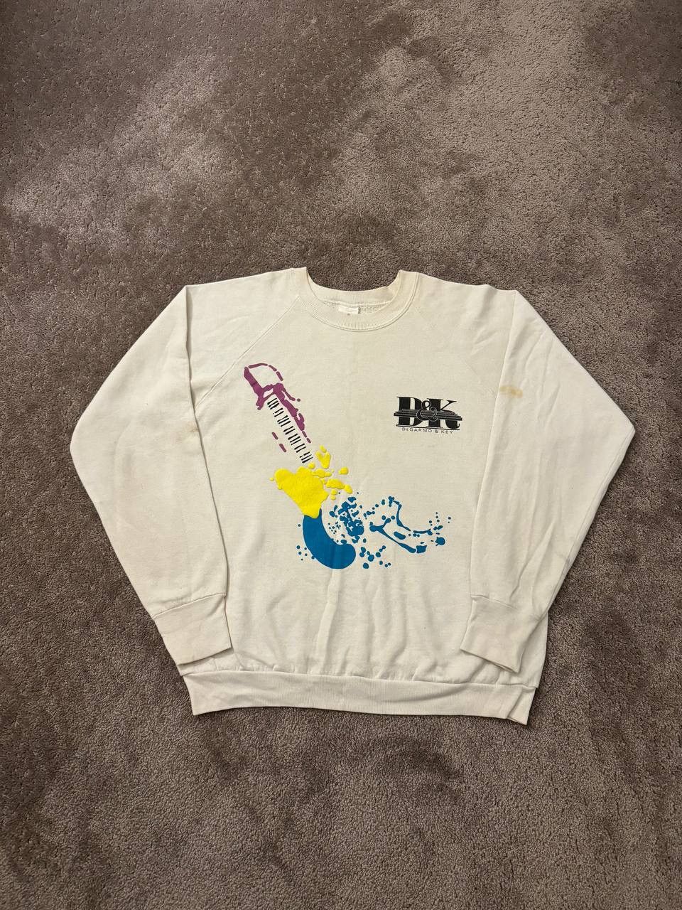 image of Band Tees x Boycott Vintage Men’S Sweatshirt Degarmo And Key Christian Rock Band in White (Size Lar