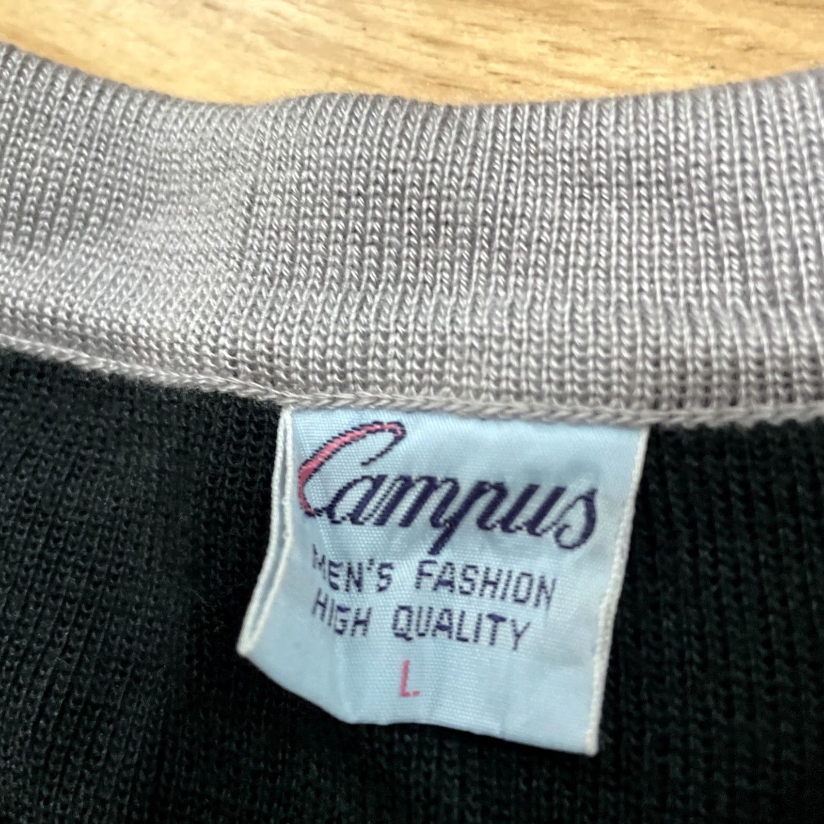 Vintage CAMPUS Polo Shirt Men L Gray Black Red Stripe Knit Vintage 1970s Classic Polo Shirt Mens Size US L / EU 52-54 / 3 - 6 Thumbnail