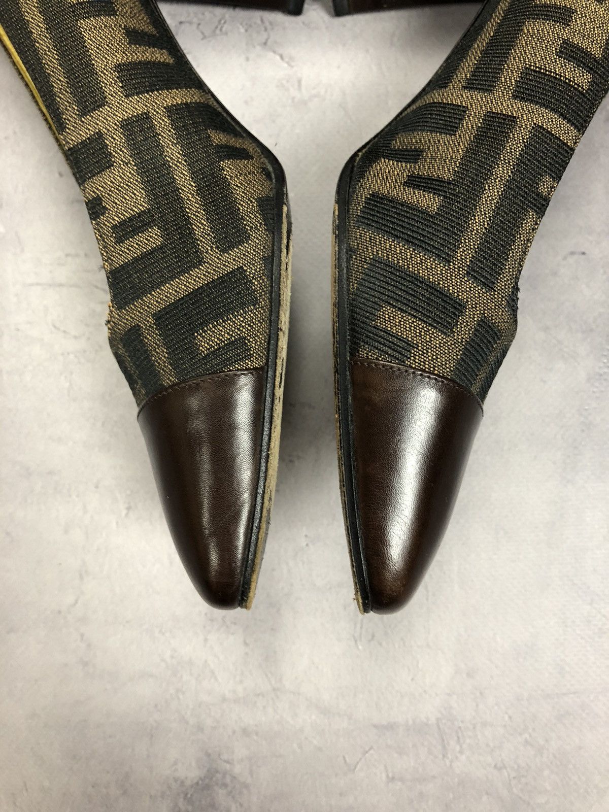 Fendi × Vintage FENDI heel pumps Zucca Canvas Leather Black FF logo 36 Size US 6 / IT 36 - 6 Thumbnail