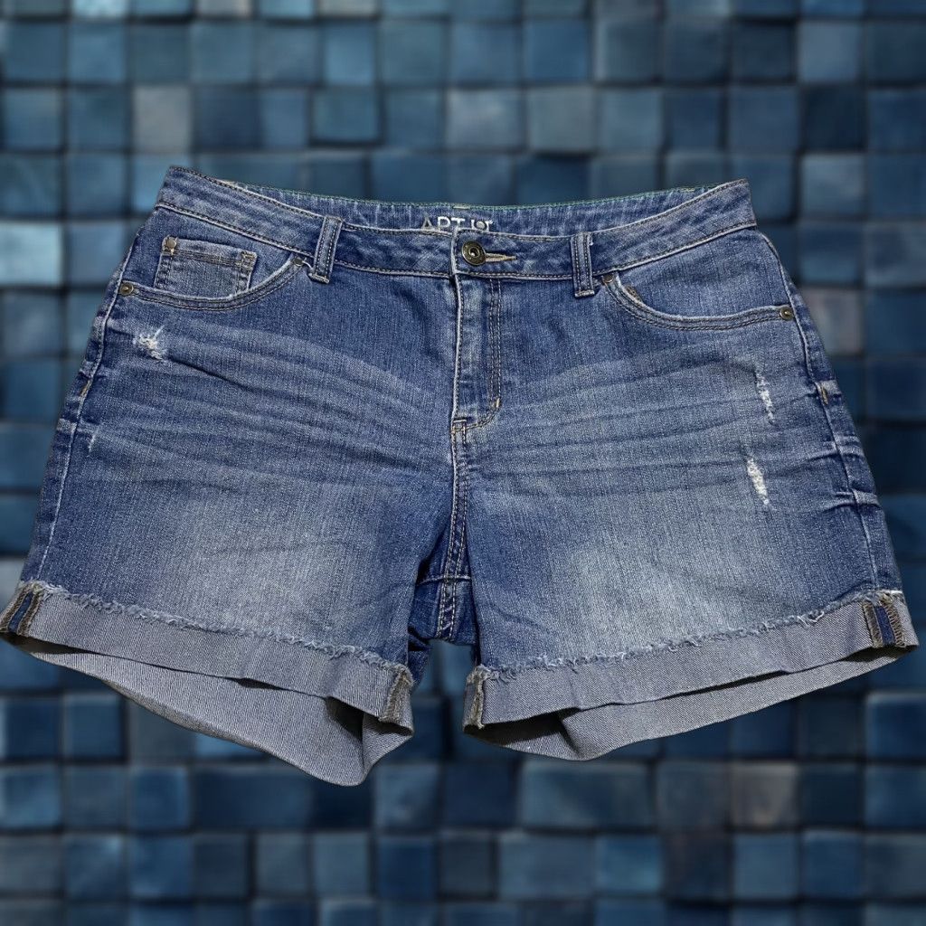 Apt. 9 Apt. 9 Shorts Womens 10 Blue Denim Medium Wash Modern Distress Cut Off Inseam 4" Size 32" / US 10 / IT 46 - 1 Thumbnail