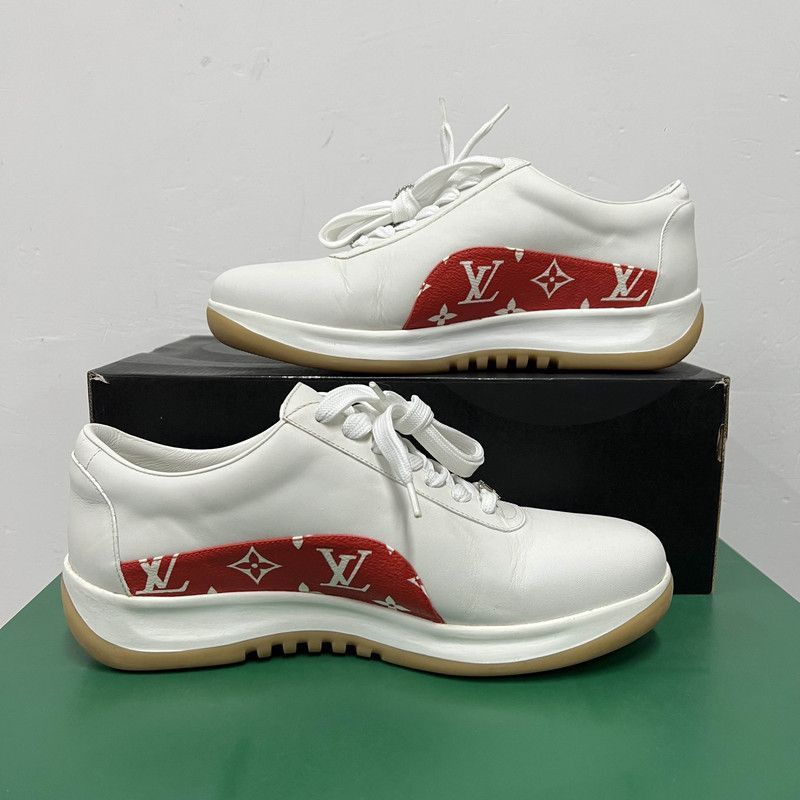 Louis Vuitton Louis Vuitton Low-Top Red & White Sneakers - Size US 8 / EU 41 - 7 Thumbnail
