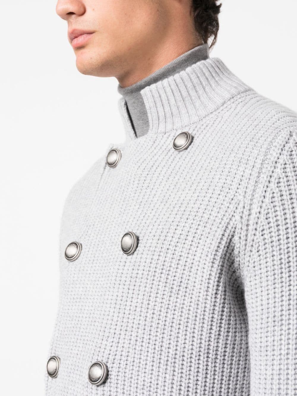 Brunello Cucinelli o1w1db10924 Cardigan in Light Grey Size US XL / EU 56 / 4 - 5 Thumbnail