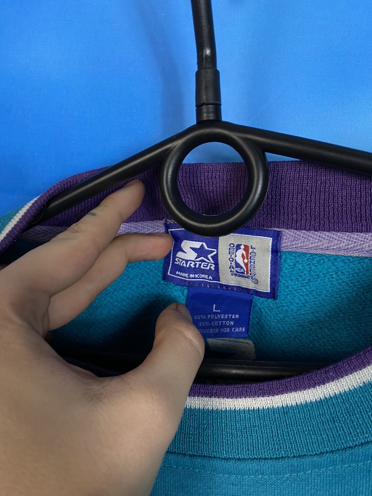 NBA Starter NBA Charlotte Hornets sweatshirt player 90s Size US L / EU 52-54 / 3 - 6 Thumbnail