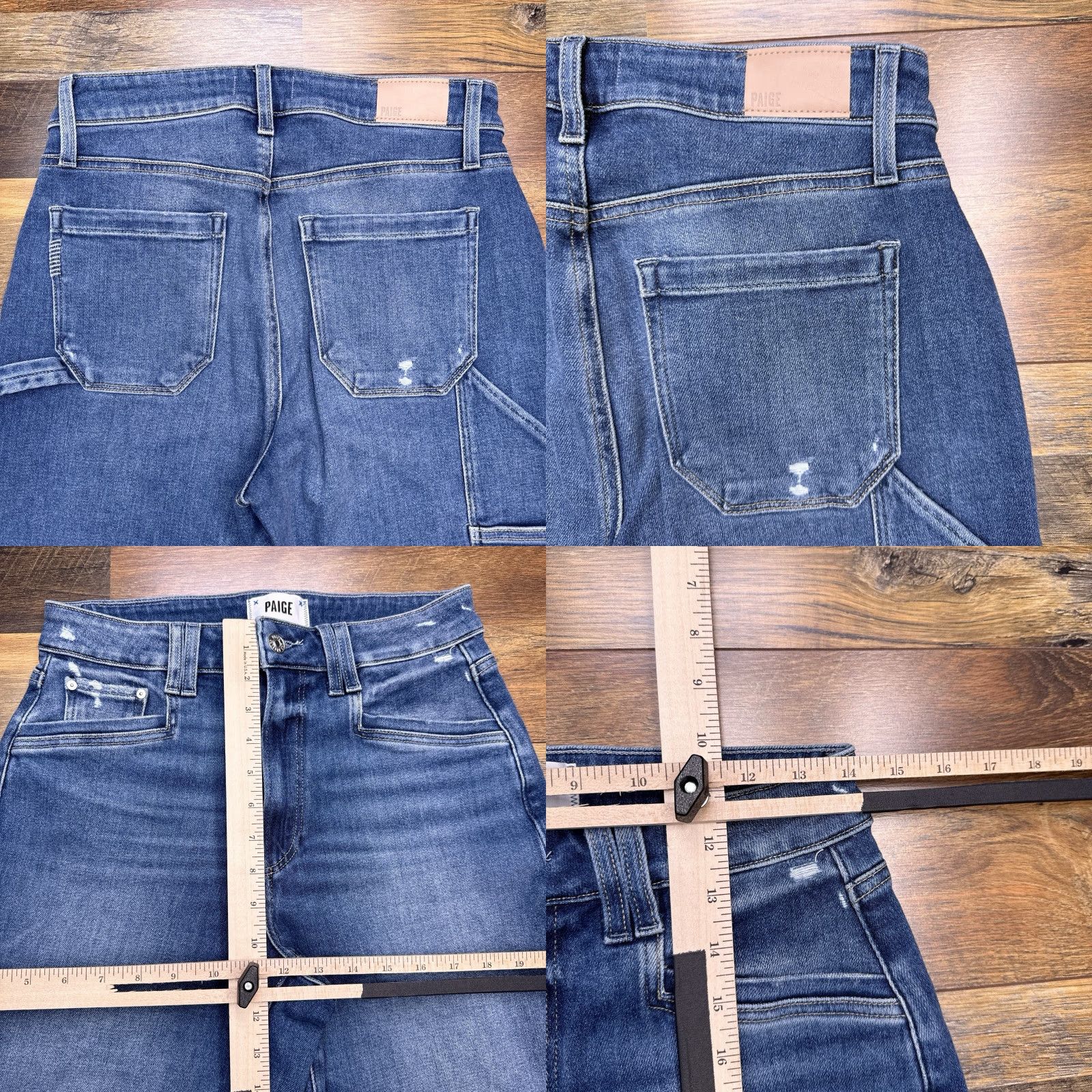Paige Paige Womens Jeans Wide-Leg 28 Distressed Stretch Denim Blue 5-Pocket Logo High Rise Size 28" / US 6 / IT 42 - 8 Thumbnail
