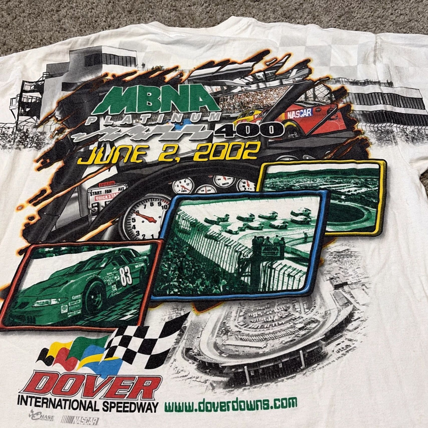 Chase Authentics VINTAGE Dover Speedway NASCAR Racing All Over Print T-Shirt Large White Mens L Chase Authentics Size US L / EU 52-54 / 3 - 5 Thumbnail