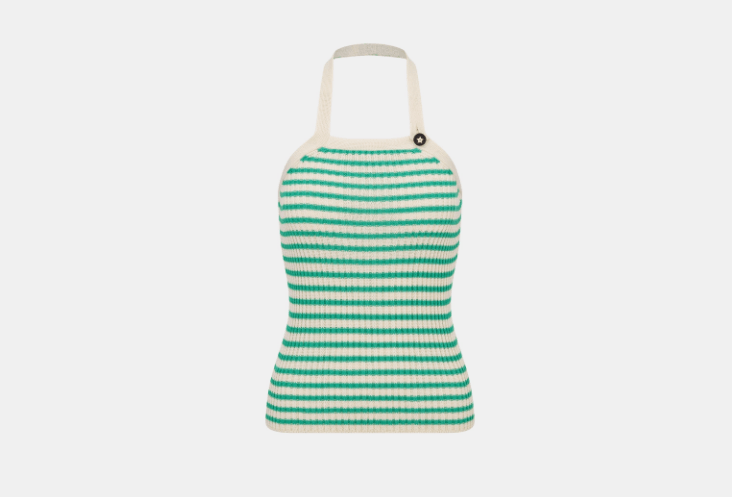 o1w1db10925 444T13 Backless Tank Top in White/Aquamarina