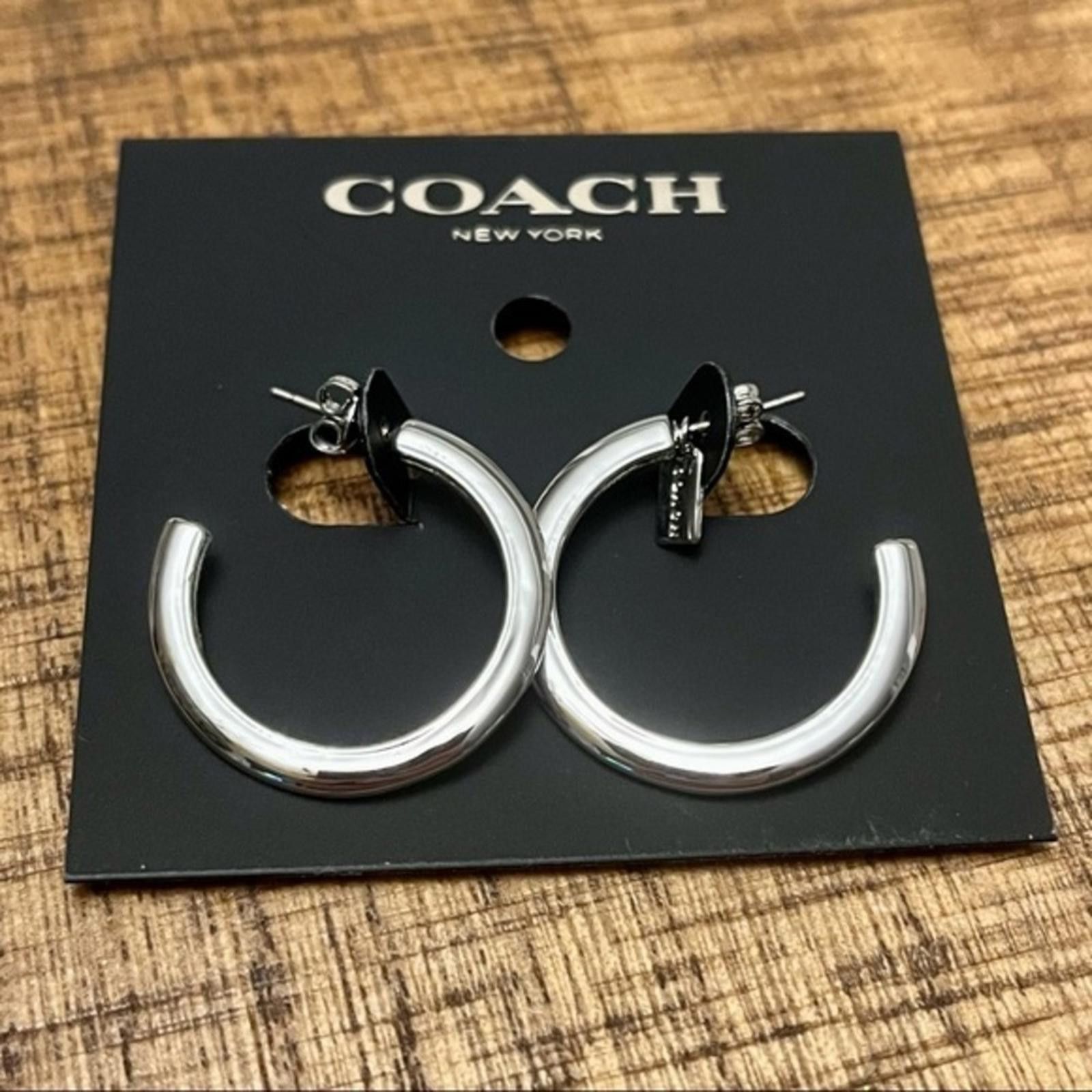 Coach Coach 3/4 Hoop Silver Earrings NWT Size ONE SIZE - 2 Thumbnail