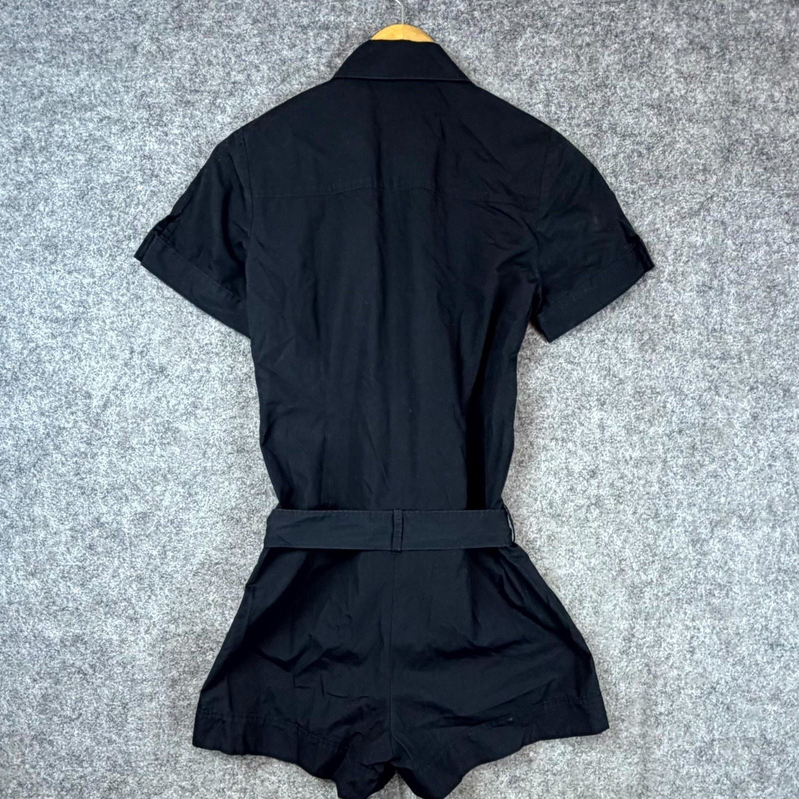 Susana Monaco Susana Monaco Tie Front Romper Womens 4 Black Cotton Size 27" / US 4 / IT 40 - 2 Thumbnail