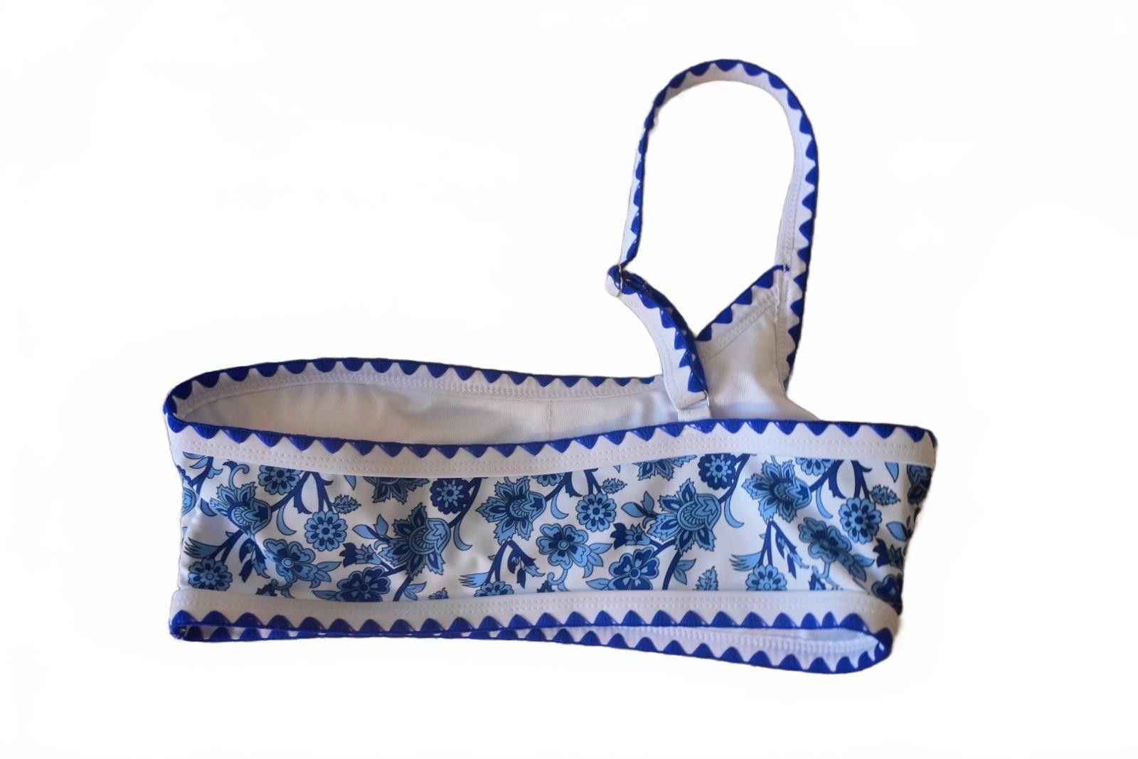 Shein Blue and White Floral One-Shoulder Two Piece Bikini Set sz M Size ONE SIZE - 2 Thumbnail