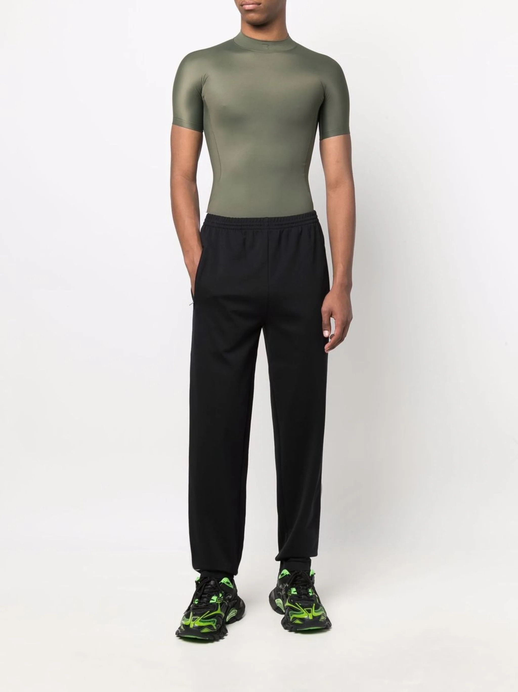 Balenciaga o1mt1gz0524 Fitted Short Sleeve Top in Khaki Green Size US M / EU 48-50 / 2 - 2 Thumbnail