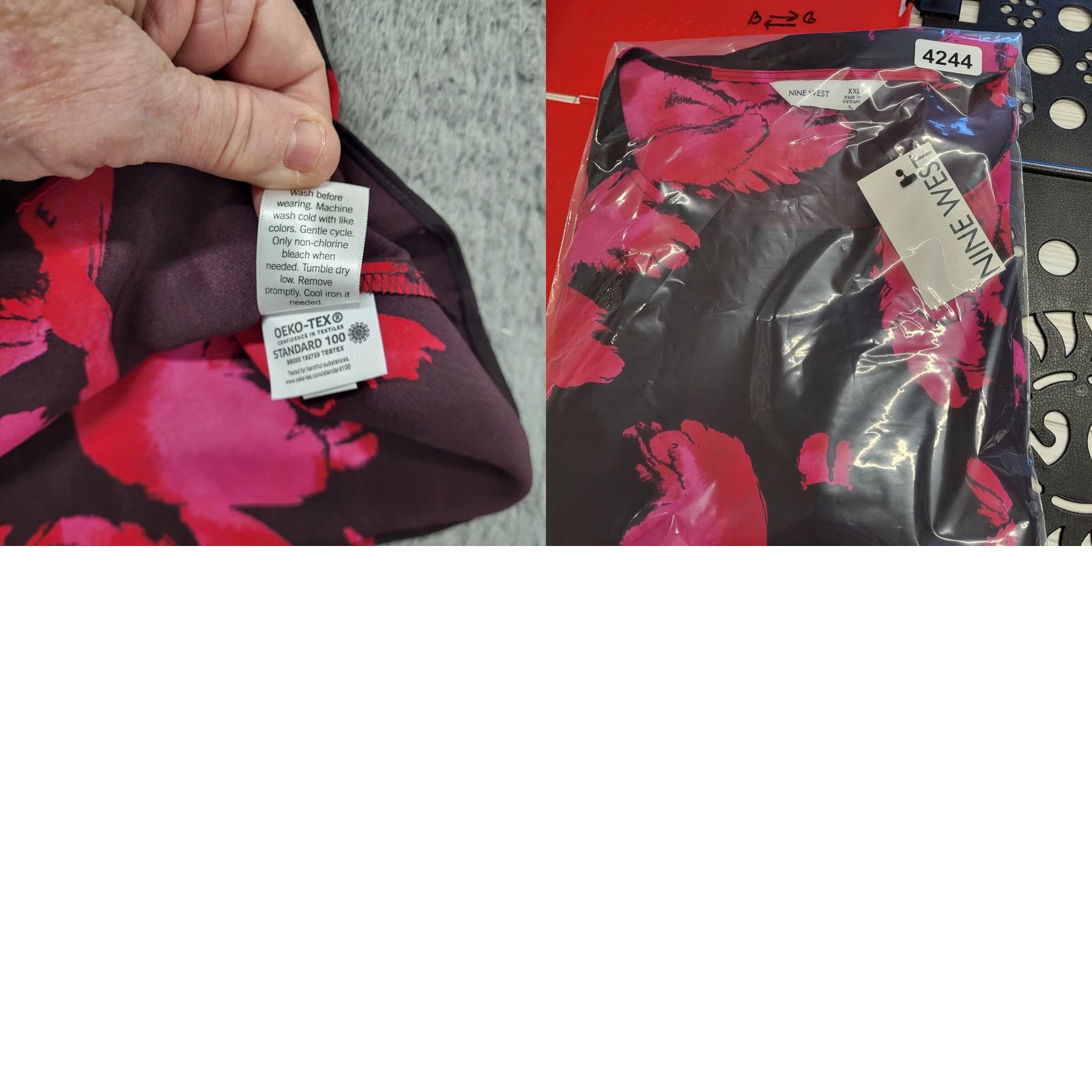 Nine West Nine West Blouse Women's XXL Red Silky Floral Top Classy Professional Bangkok? Size XXL / US 16-18 / IT 52-54 - 9 Thumbnail