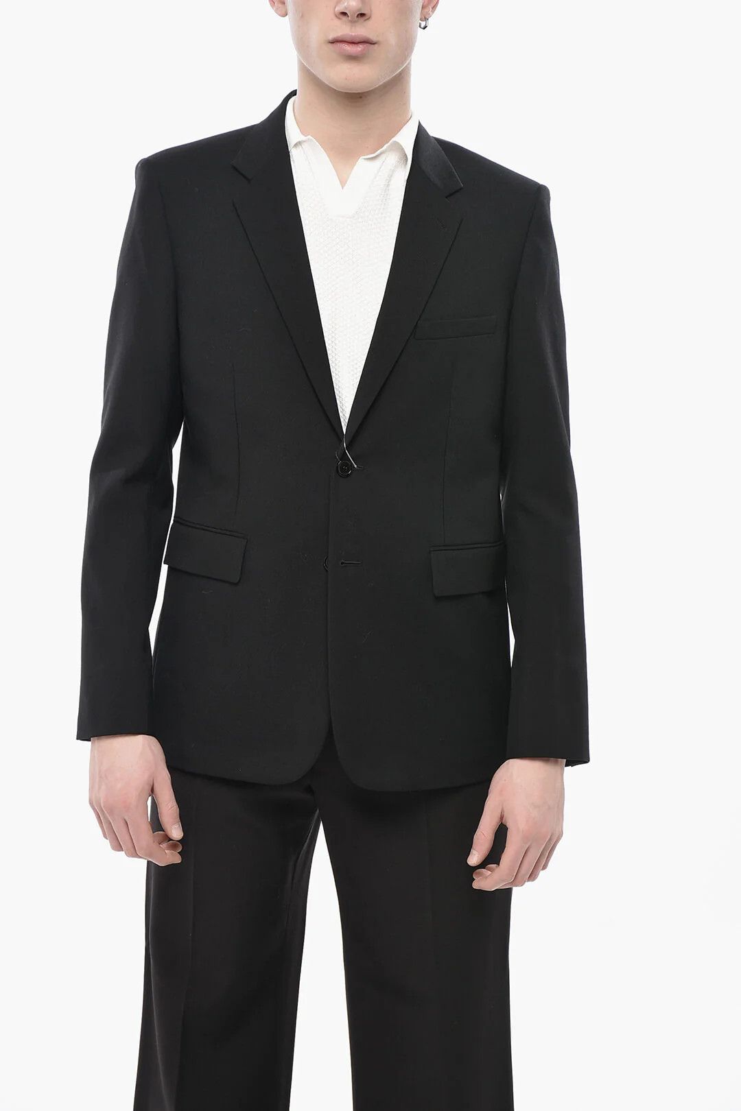 Saint Laurent Paris og1mm0426 Two-Button Virgin Wool Jacket in Black Size US L / EU 52-54 / 3 - 1 Thumbnail
