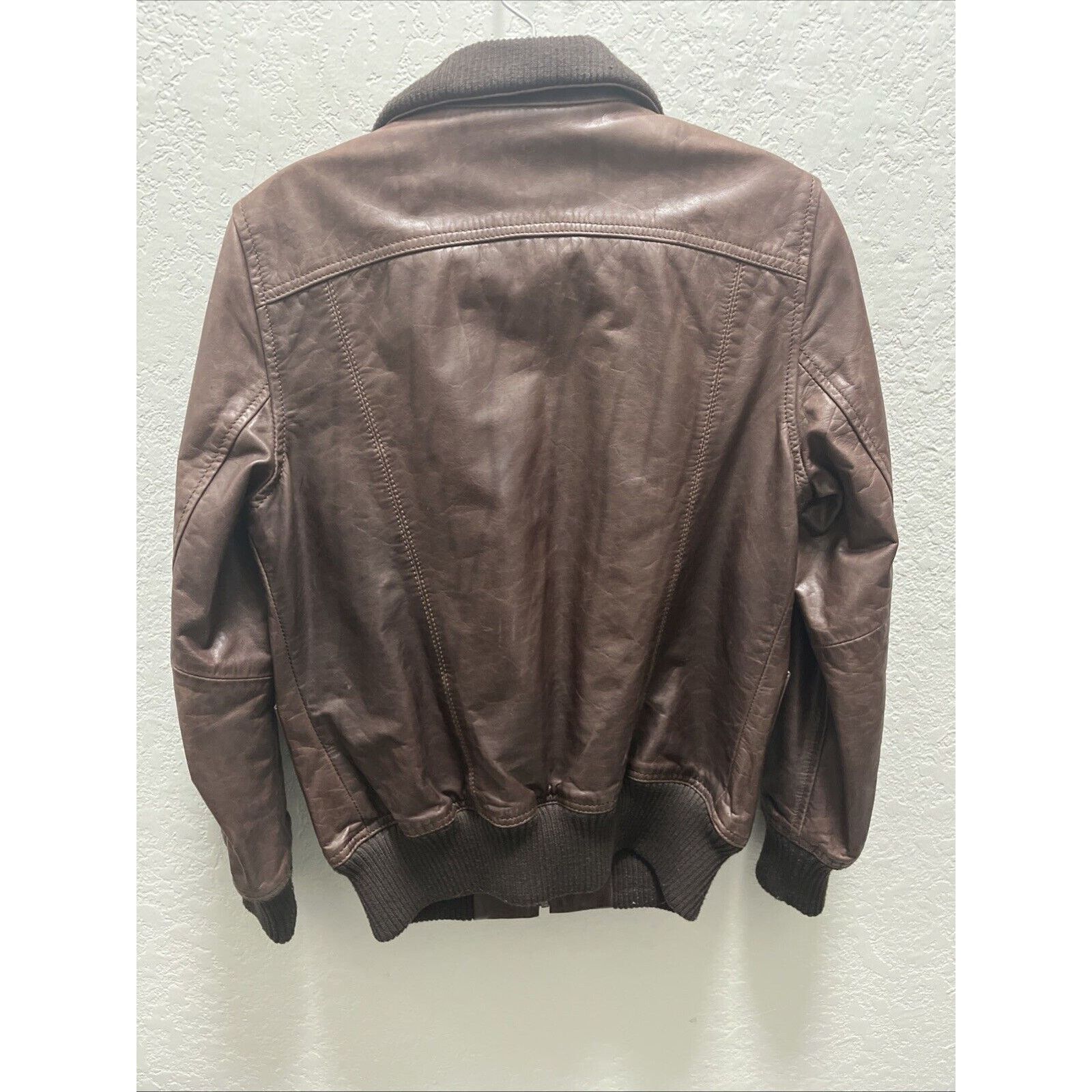Timberland Timberland Men’s Small Leather Bomber Jacket Brown Ribbed Size US S / EU 44-46 / 1 - 6 Thumbnail