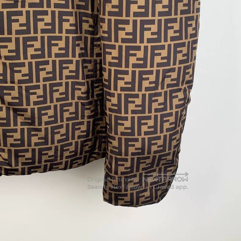 Fendi Fendi Dark brown logo letter all-over print striped hooded Size US XL / EU 56 / 4 - 4 Thumbnail