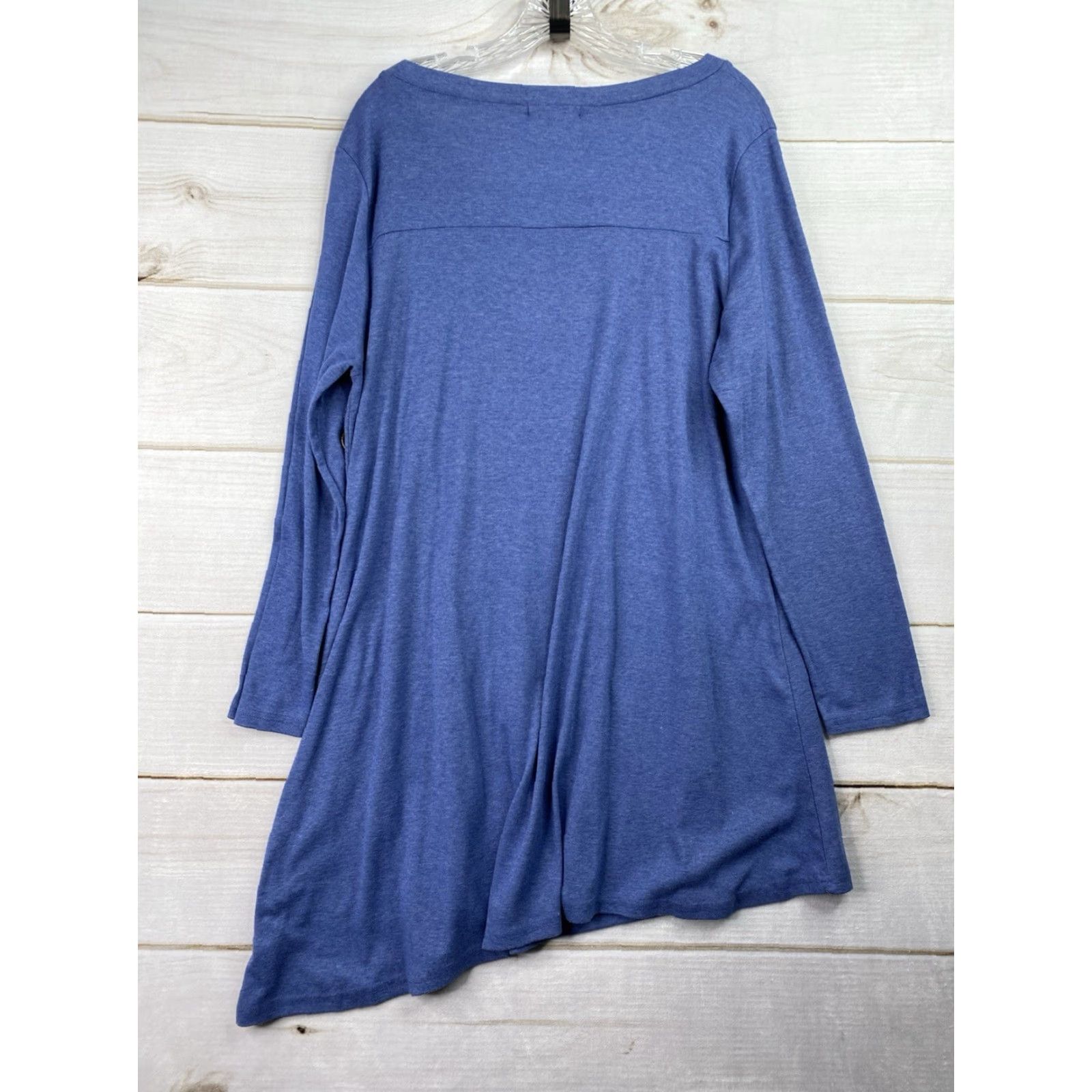 Vintage iGENJUN Dress Womens XL Blue Button Detail Asymmetrical Long Sleeve Knit Stretch Size XL / US 12-14 / IT 48-50 - 5 Thumbnail